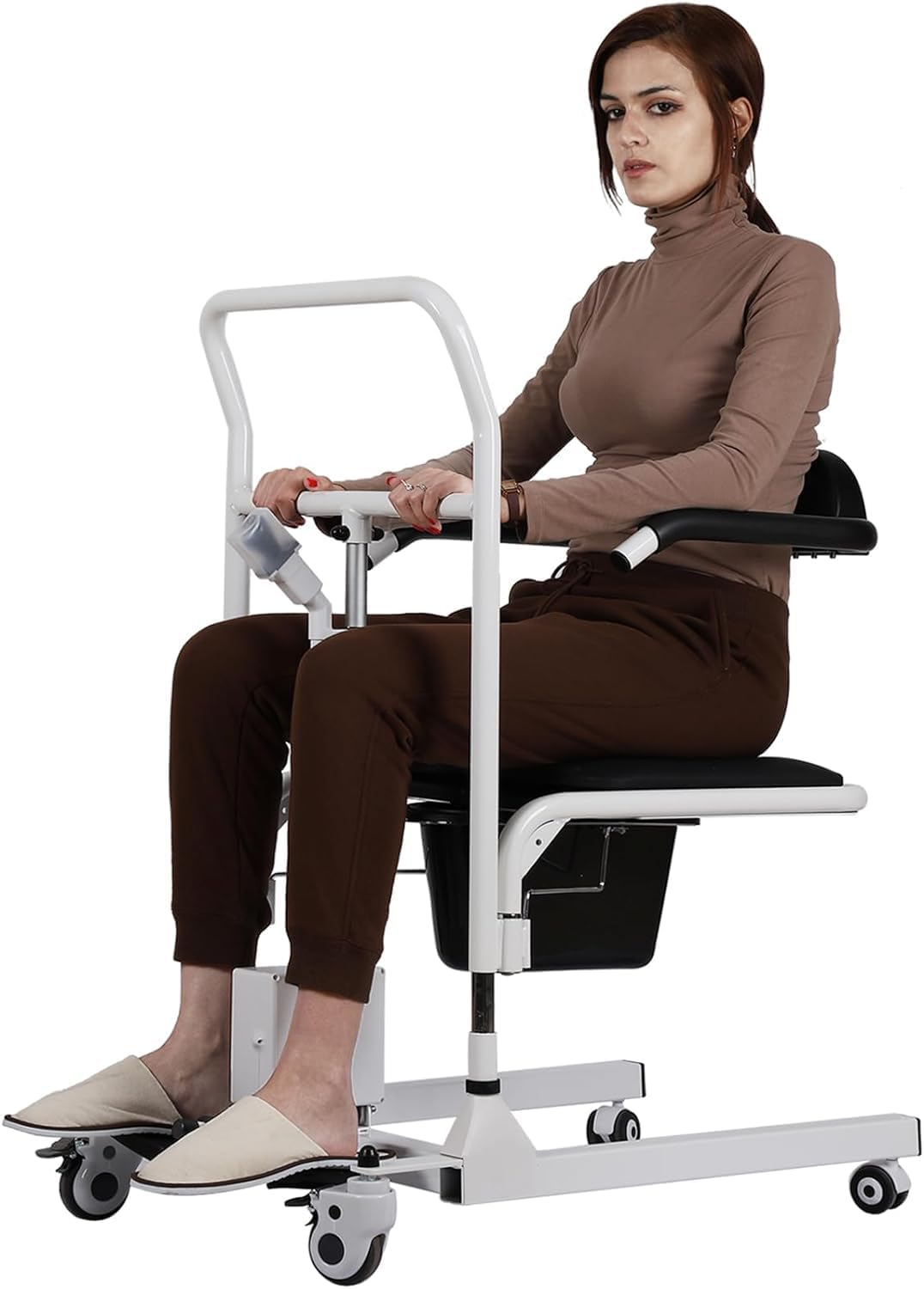 Electric Patient Lift Transfer Chair for Home, Lift Transfer Chair with 180° Split Seat and Bedpan/One Key Lift, Home Care Perfect for Daily Transfers at Home