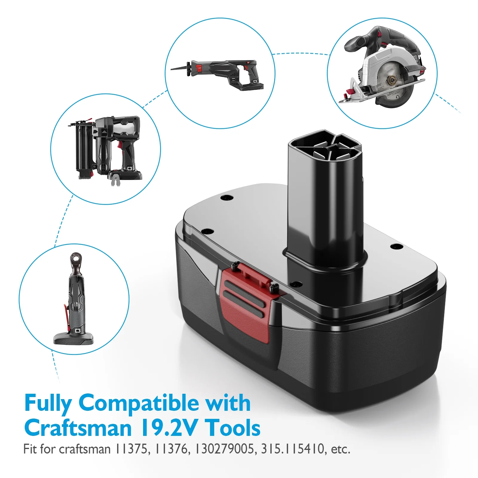 19.2V 4.5Ah Replacement Battery for Craftsman C3, 130279005, 11375, 315.114850 Cordless Tools, 2-Pack