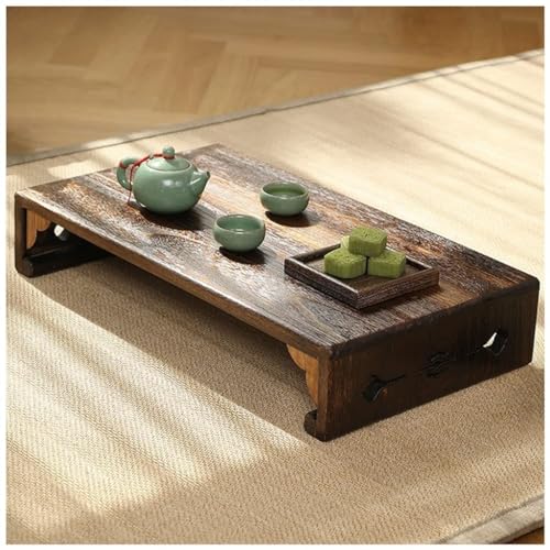 Japanese Tatami Low Table Wooden Coffee Table Portable Mini Picnic Furniture for Small Spaces Bedroom Living Room Entryway Farmhouse(40x30x11cm)