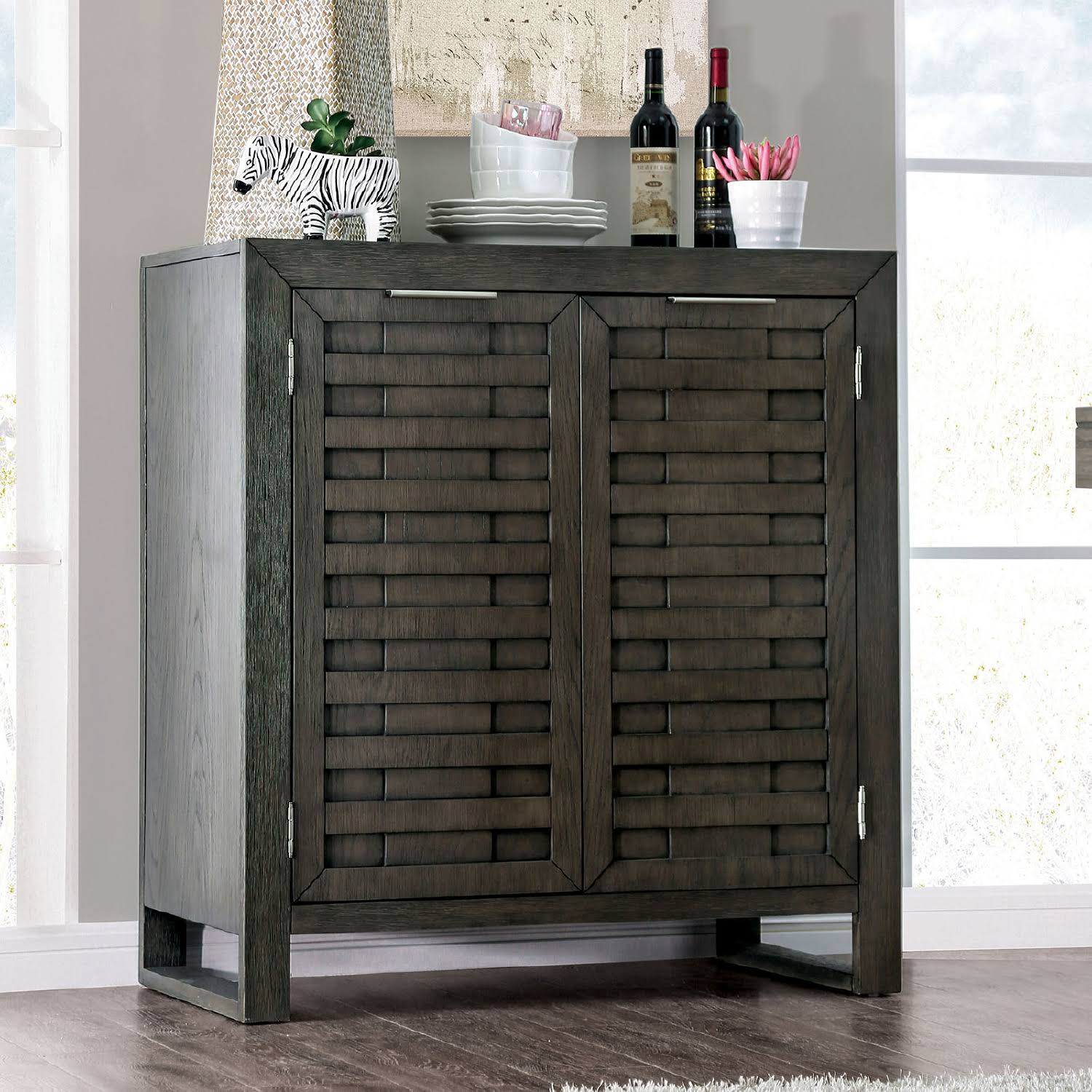 Furniture of America Leeds Gray Round Dining Table