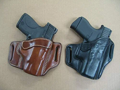 Azula OWB Leather 2 Slot Molded Pancake Belt Holster for Ruger LC9 LC9s EC9s, LC380 with Laser Black RH