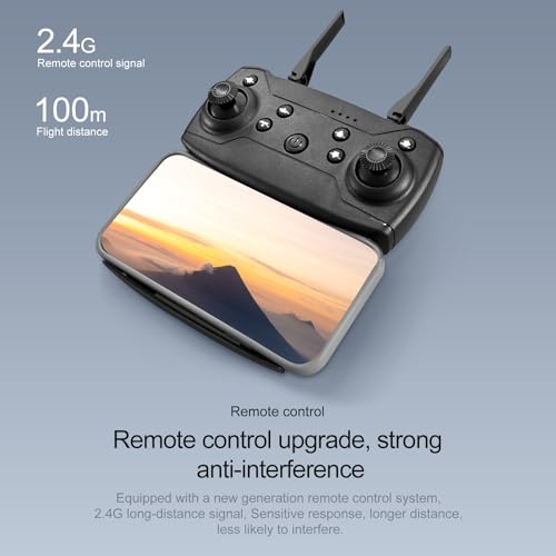 ikaufen E88 Drone with Built-in screen control, Camera for Adults RC Drone With 720P HD Dual Camera WiFi FPV Foldable Quadcopter Aircraft +1 Battery (E88 Dual camera Black)