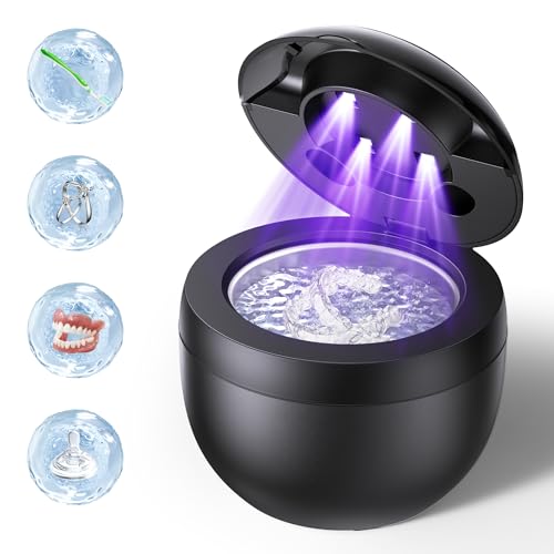Ultrasonic Retainer Cleaner, Retainer Cleaner Machine for Dentures, Mouth Guards, Braces, Toothbrush Heads, Jewelry with 200ML Capacity, 45kHz Retainer Cleaning, 4 Modes for All Dental Appliances