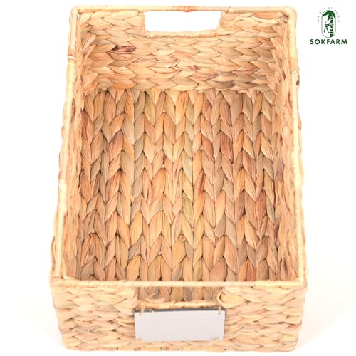Water Hyacinth Storage Baskets For Shelves, Woven Baskets For Storage, Baskets For Organizing, Wicker Storage Basket, Seagrass Storage Baskets, Organization Baskets 3 Pcs (12 Inch, Set 2)