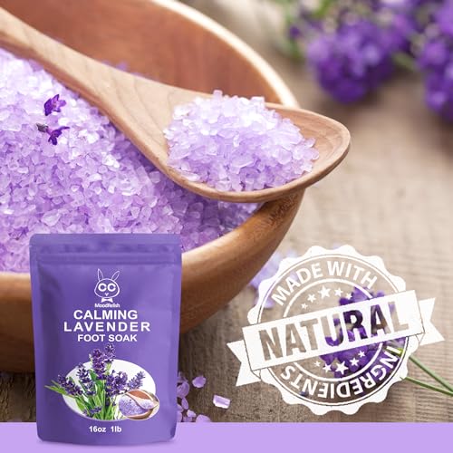 Foot Spa Bath Massager with Heat Bubbles and Vibration Massage and Jets, 16 OZ Calming Lavender Foot Soak Epsom Salt, Foot Soaker with Red Light, 22 Massage Rollers, Adjustable Temp - Blue