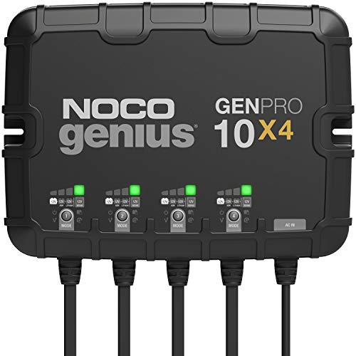 NOCO Genius GENPRO10X4: 4-Bank, 40A Onboard Battery Charger - 10A Per Bank, 12V Waterproof Marine Charger with Overcharge Protection & Temperature Compensation – for Lead-Acid & Lithium Batteries