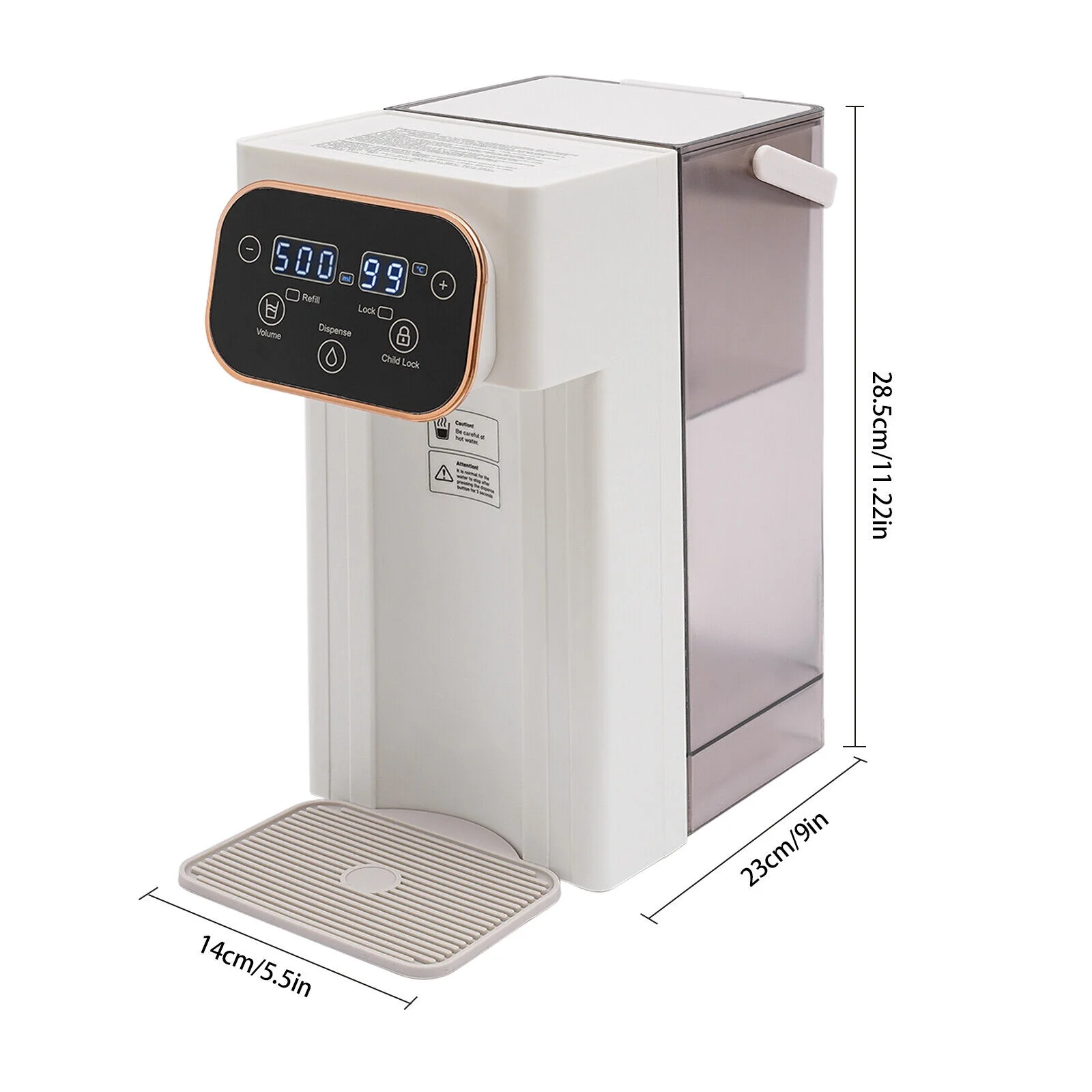 Instant Hot Water Dispenser with Filter 1500W Electric Kettle LCD Panel Water Warmer