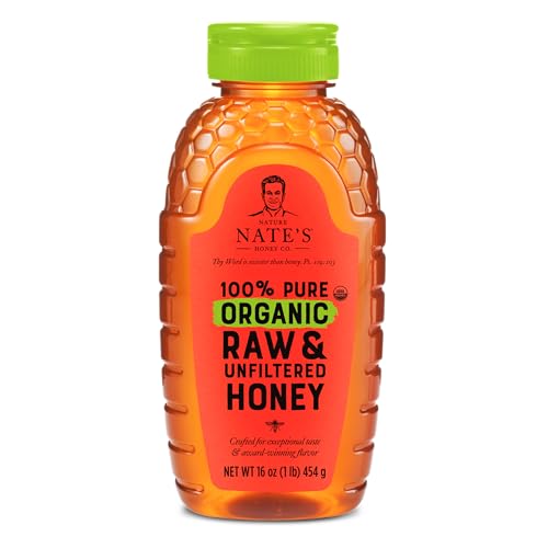 Nate's Organic 100% Pure, Raw & Unfiltered Honey - USDA Certified Organic - 32oz. Squeeze Bottle