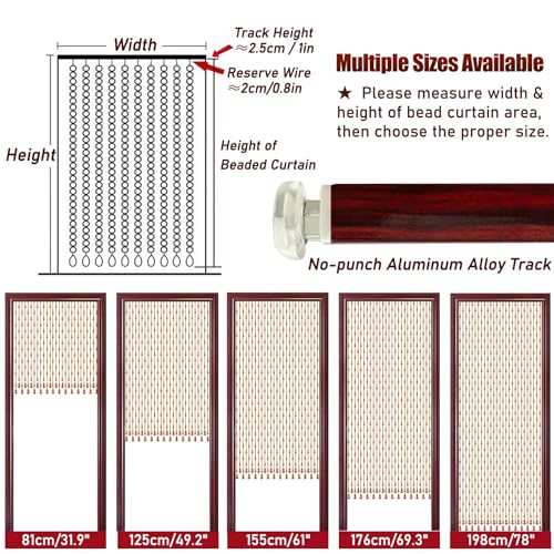 Custom Door Hanging Beads Curtain Privacy, Wood Beaded Curtains for Bedroom Windows Hallway Decor, Dense Bead Room Divider for Patio Porch (Color : 35 Strands, Size : L 125cm/49.2