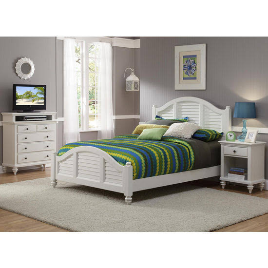Home Styles Bermuda Queen Low Profile Bed - White