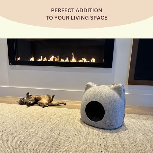 Cat beds for indoor cats clearance, cat wool cave, cat cave, covered cat bed, cat condos for indoor cats, cat hideaway, large cat bed, kitten bed cave grey
