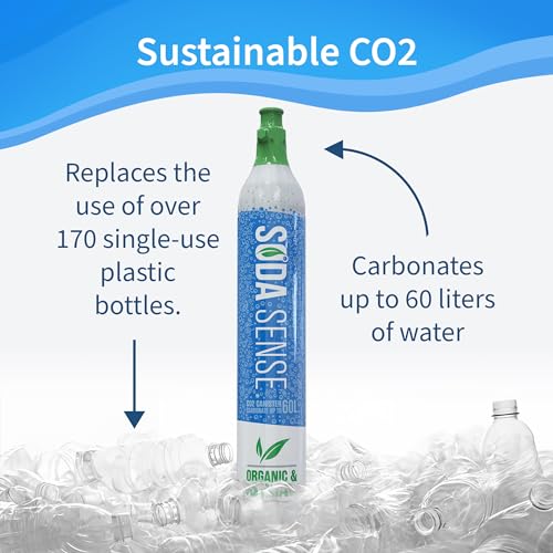 Soda Sense 60L Easy Connect CO2 3 Pack Canister Refill, Compatible w/SodaStream Quick Connect Soda Makers Only [ART, TERRA & DUO]