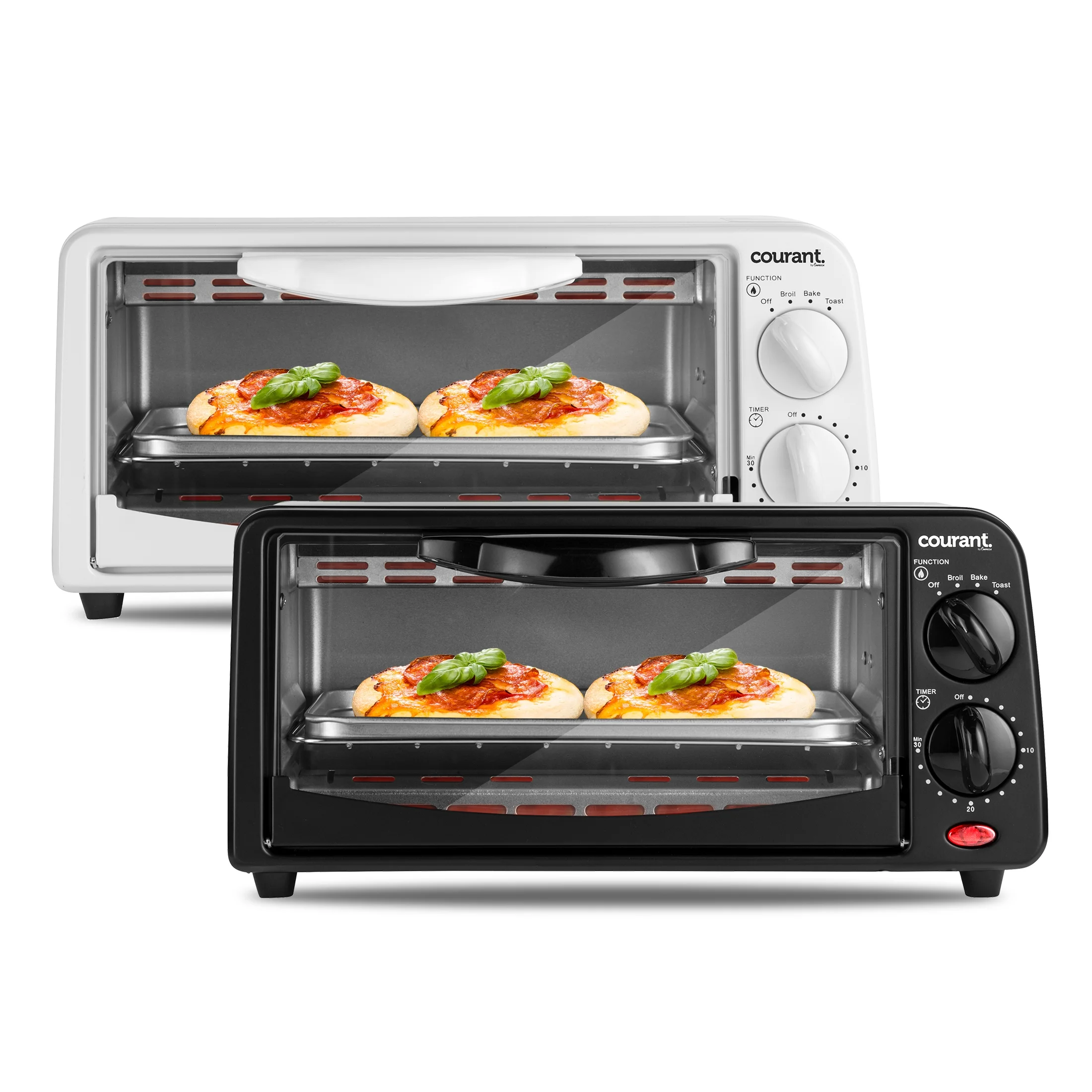 Courant 4-slice Toaster Oven. Toast, Bake, and Broil Settings, White