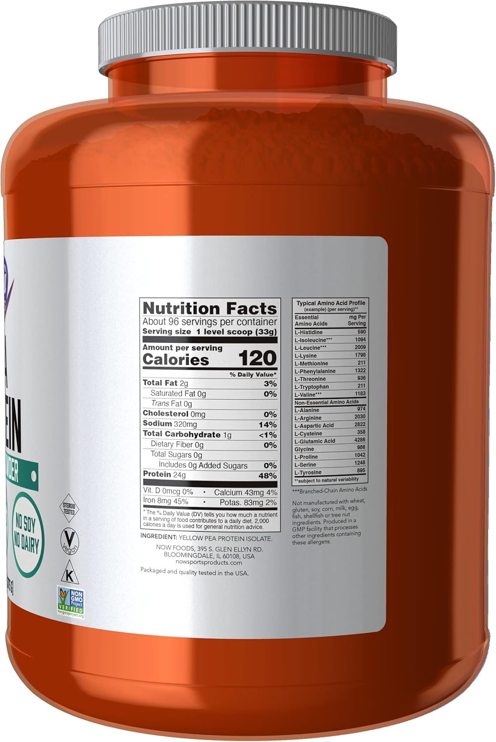 NOW Sports Nutrition, Pea Protein 24 g, Fast Absorbing, Unflavored Powder, 7-Pound,Beige/Cream,2124 Pack of 2