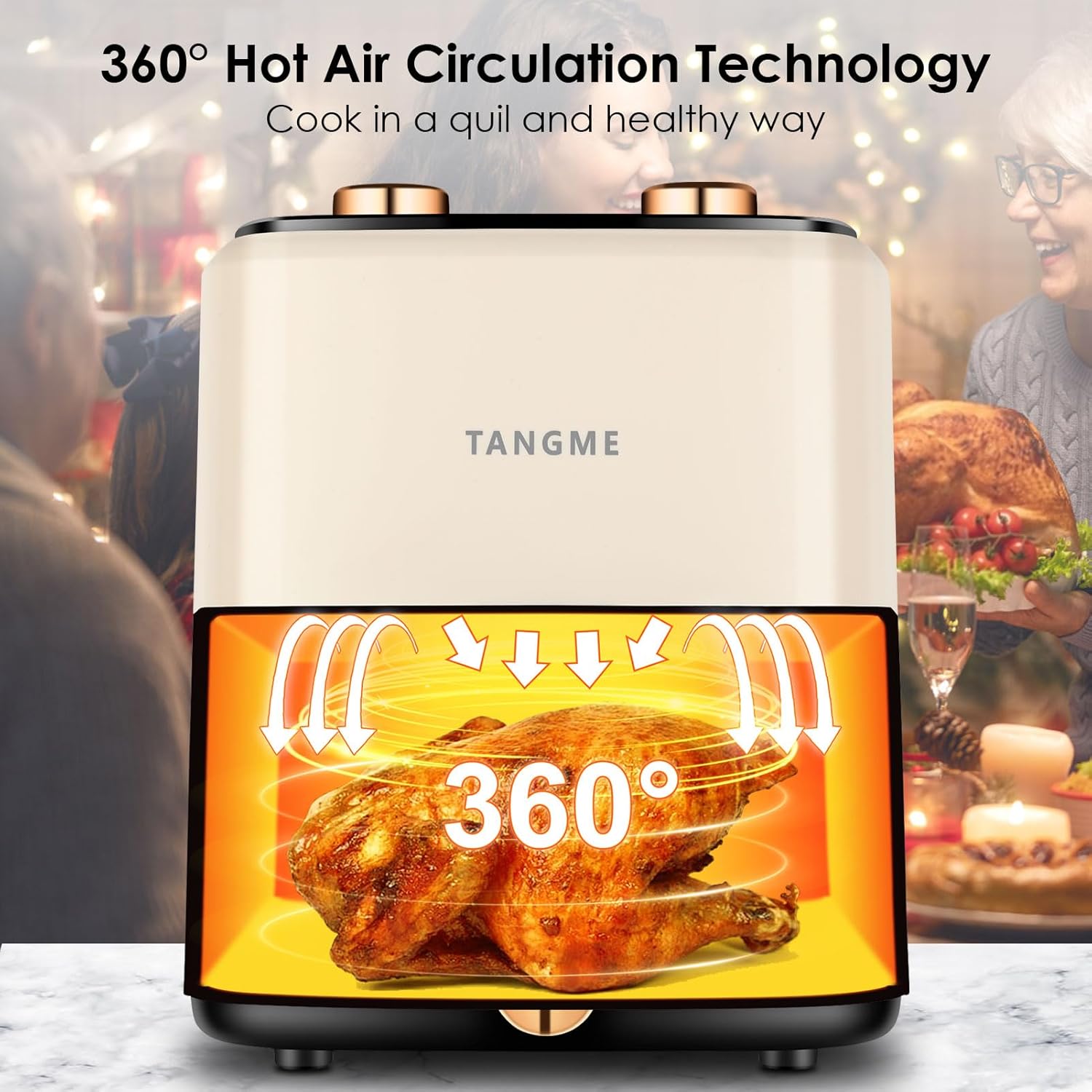 Air Fryer Oven, 5.8Quart Air Fryer with Viewing Window 1350w Electric Air Frying Toaster Oven for Baking, Roasting, Dehydrating, Auto Shutoff, Non-stick and Dishwasher Safe Basket