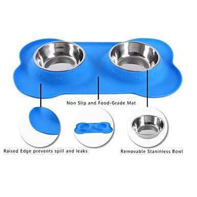 Hubulk Pet Dog Bowls 2 Stainless Steel Dog Bowl with No Spill Non-Skid Silicone Mat + Pet Food Scoop Water and Food Feeder Bowls for Feeding - Pet Supplies online store