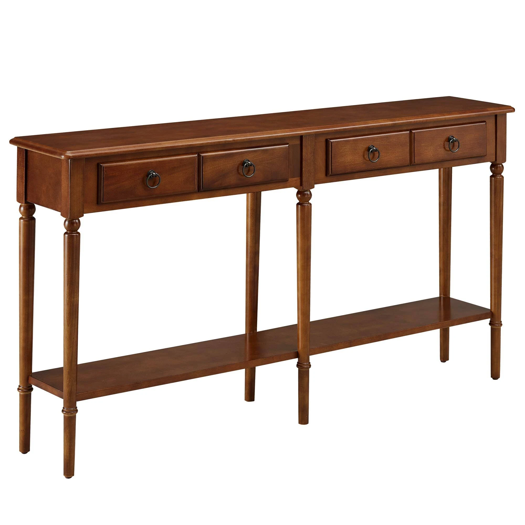 Leick Home Coastal Double Hall Console Table in Pecan