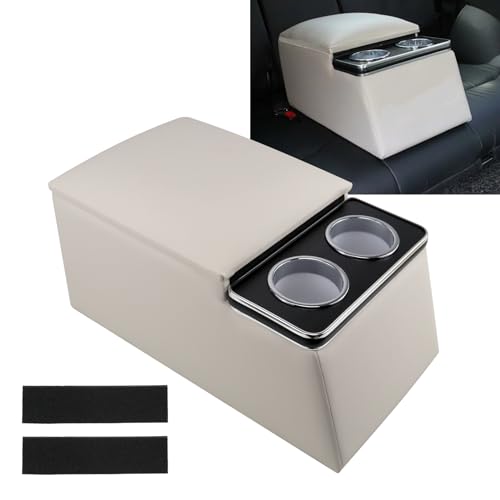 Sporacingrts Black Universal Truck Seat/Bench Organizer with Cup Holders, Armrest, and Padded Top Lid - Ideal for Business and Storage - 124810 Contractor Console