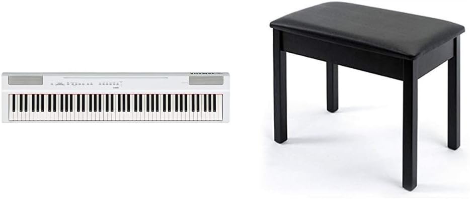 YAMAHA P125 88-Key Weighted Action Digital Piano with Power Supply and Sustain Pedal, Black