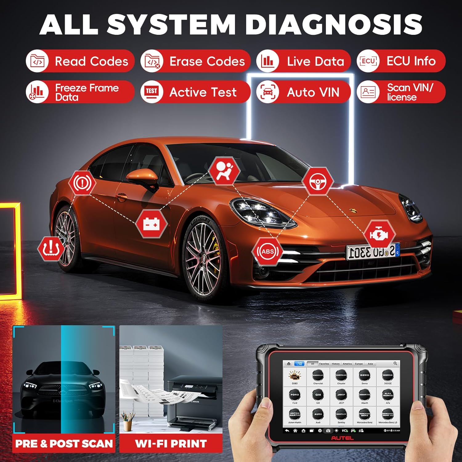 Autel Scanner MaxiCOM MK900, 2024 Upgrade from Autel MK808S & MaxiCheck MX900 Bidirectional Scan Tool, 40+ Service All System Diagnostic Tool