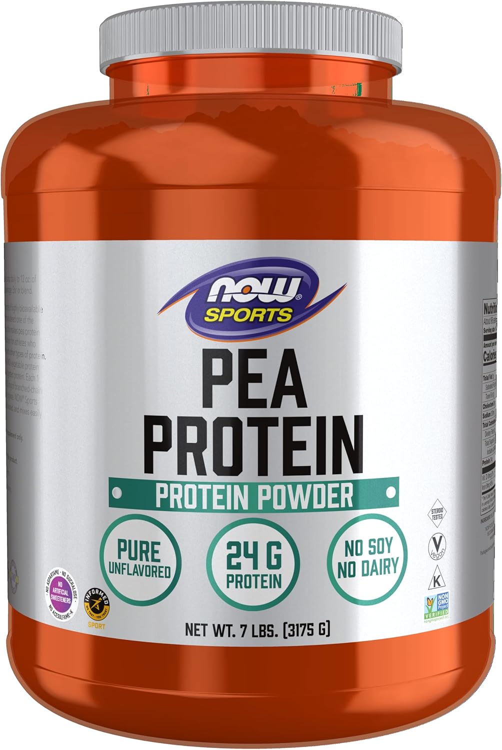 NOW Sports Nutrition, Pea Protein 24 g, Fast Absorbing, Unflavored Powder, 7-Pound,Beige/Cream,2124 Pack of 2