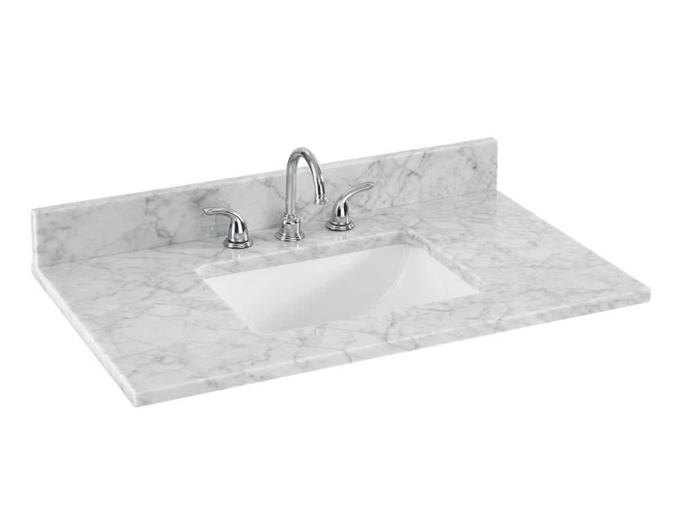 Allen + Roth Natural Carrara Marble 31-in White Natural Marble Single Sink Bathroom Vanity Top | 261411