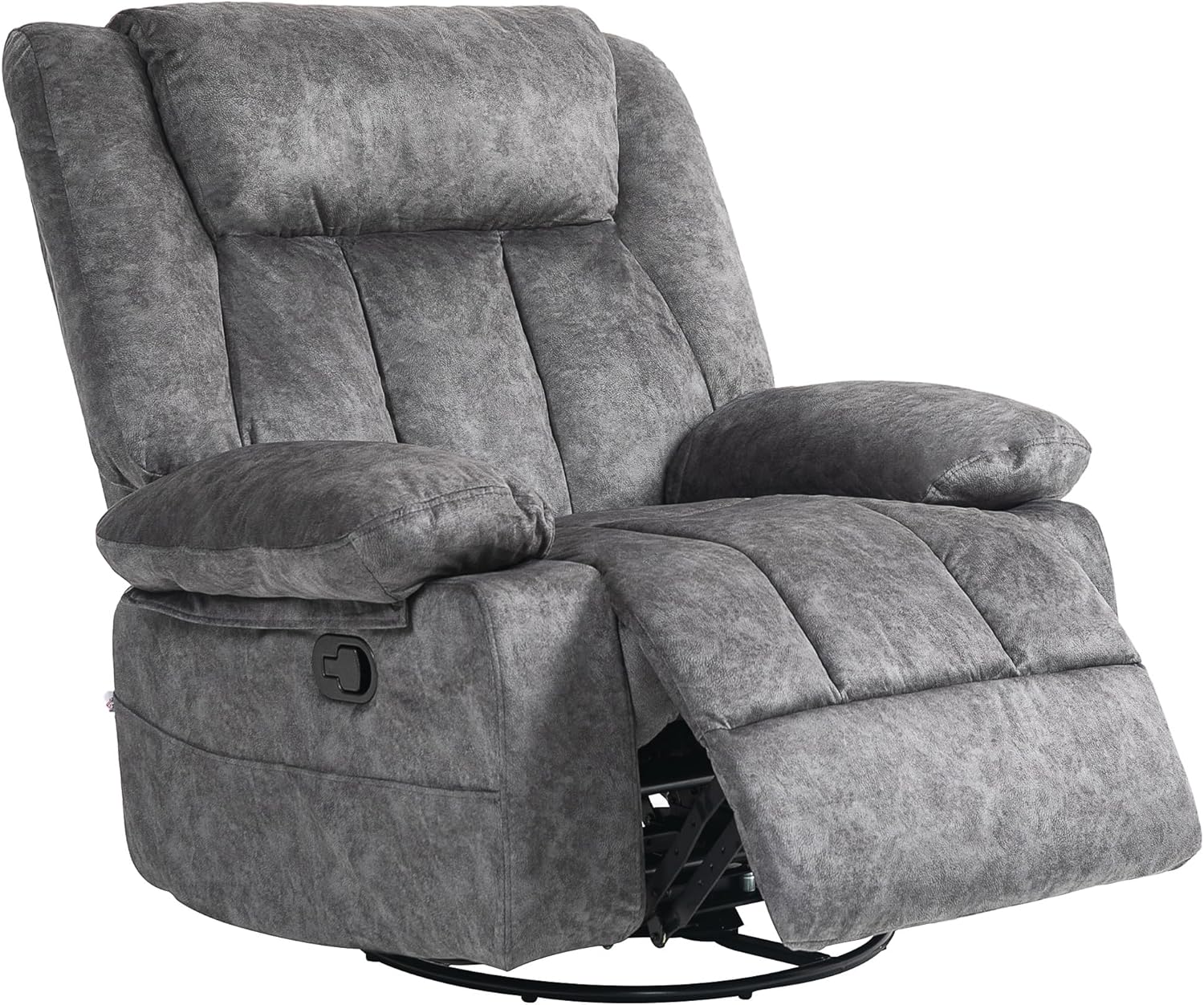 Swivel Rocker Recliner Chairs - Manual Recliner Chair with 360 Degree Swivel and Rocking Function, Gray Recliner Chair with Side Pockets and Metal Base, Heavy Duty Recliner for Living Room