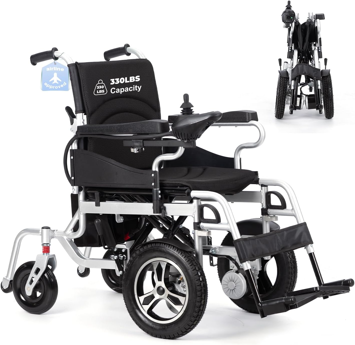 Electric Wheelchair for Adults Lightweight Foldable,All Terrain Motorized Wheelchair for Seniors Portable,20 Miles Long Travel Range-500W Motor Power Wheelchair-Compact Portable Airline Approved