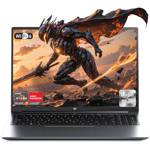 2025 Gaming Laptop, Laptop with AMD Ryzen 7 7735HS(8C/16T, Up to 4.75GHz), 16GB DDR5 512GB NVMe SSD Laptop Computer, Up to 4TB, 16-inch FHD Display, WiFi 6, Backlit KB, Type-C, Dual Fans