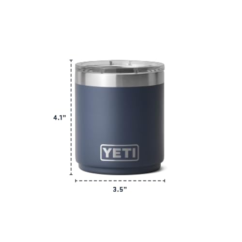 YETI Rambler Lowball, Vacuum Insulated Stainless Steel Stackable Lowball with MagSlider Lid, Stainless Steel, 10 oz (296 ml)
