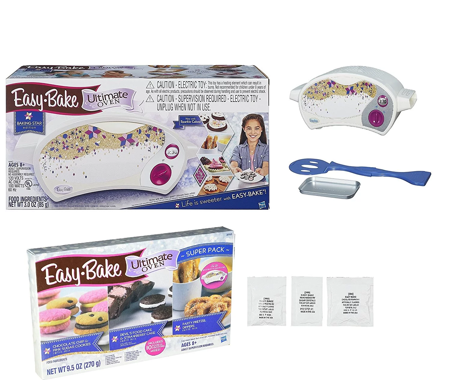 Easy Bake Oven + Star Edition Ultimate Super Pack Refill Set.