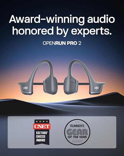 SHOKZ New OpenRun Pro 2 - Open-Ear, Bone Conduction Sport Headphones - with Reflective Strip - Sweat Resistant, Workout Headphones - Secure, Wireless, Comfortable Fit-Deep Bass and Smart Mic App - Radiant Selections
