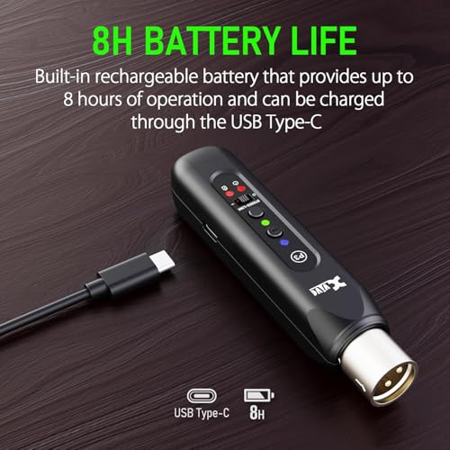 Xvive P3 Wireless XLR Bluetooth Receiver, Bluetooth Adapter for Speakers, Audio Mixer, PA Systems, DJ Systems,Rechargeable