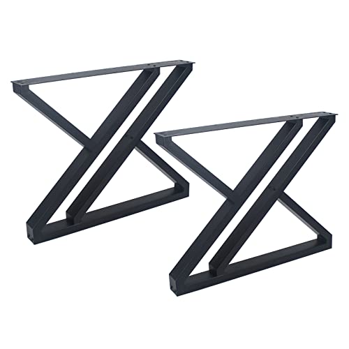 Metal Table Legs 28 Inch Heavy Duty Z Shape Metal Desk Legs Set of 2,28” Height 35” Wide Industrial Table Legs,Black Table Legs,Modern Table Legs,Console Table Legs