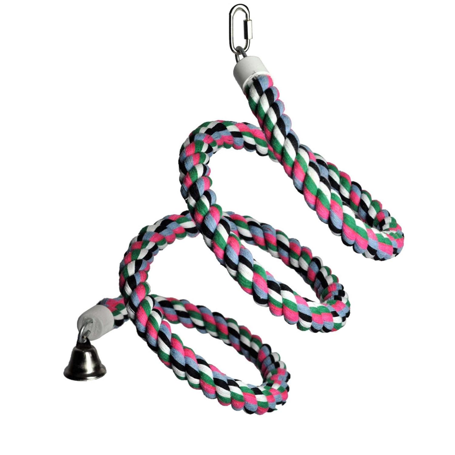 A & E Rainbow Cotton Rope Boing with Bell Bird Toy - Pet Supplies online store
