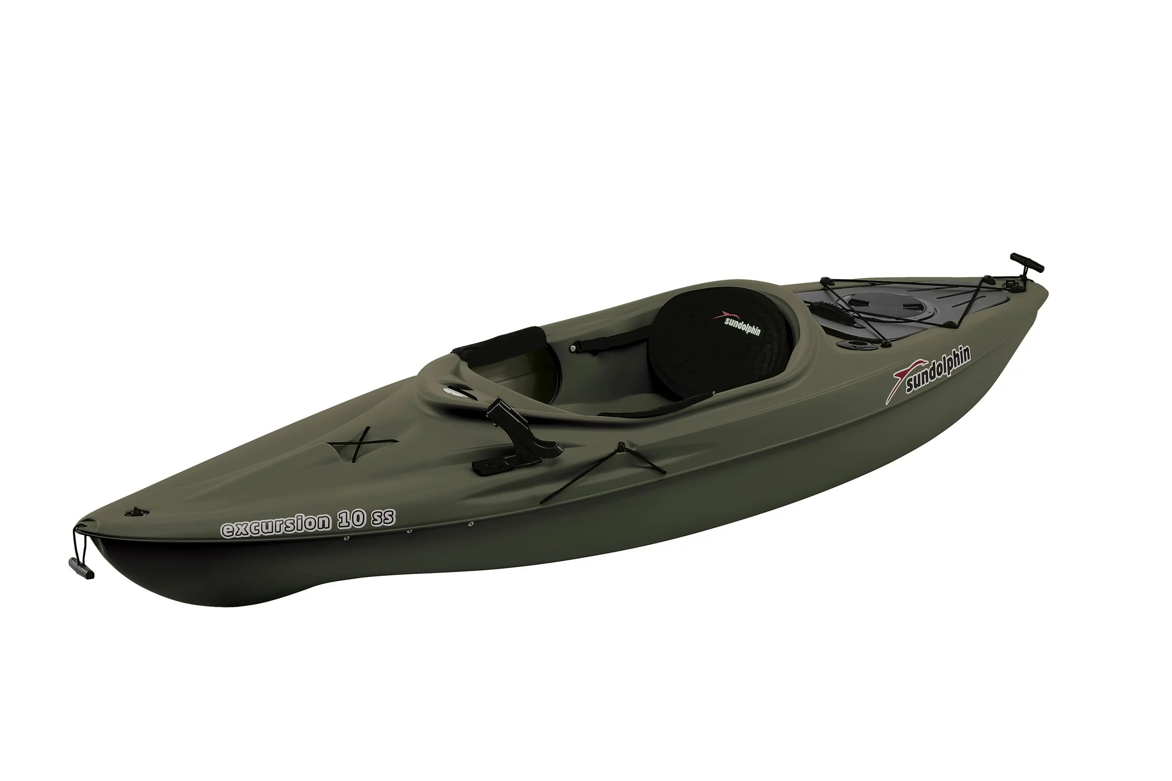 Sun Dolphin Excursion 10 Ss Sit-in Angler Kayak Olive, Paddle Included - Radiant Selections
