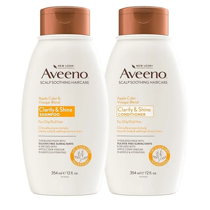 Aveeno Apple Cider Vinegar Clarifying Shampoo and Conditioner Set, Shine Enhancing, 12 fl oz Free 2Day Shipping