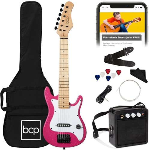 Best Choice Products 30in Kids Electric Guitar Beginner Starter Kit w/ 5W Amplifier, Strap, Gig Bag, Strings, Picks - Metallic Blue