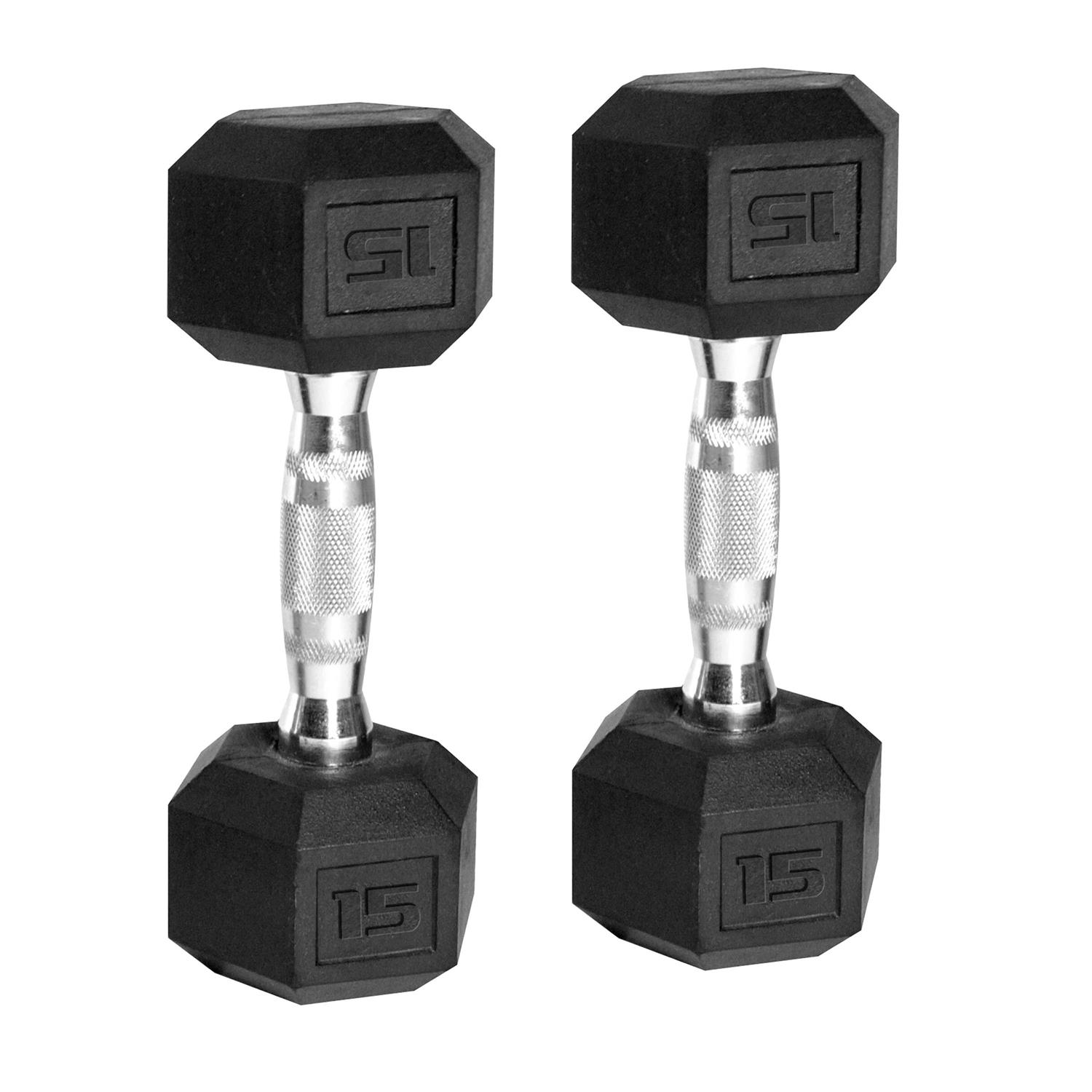 Cap Barbell, 15lb Coated Rubber Hex Dumbbell, Pair, Size: 15lb Pair - Sports Supplies Online Store
