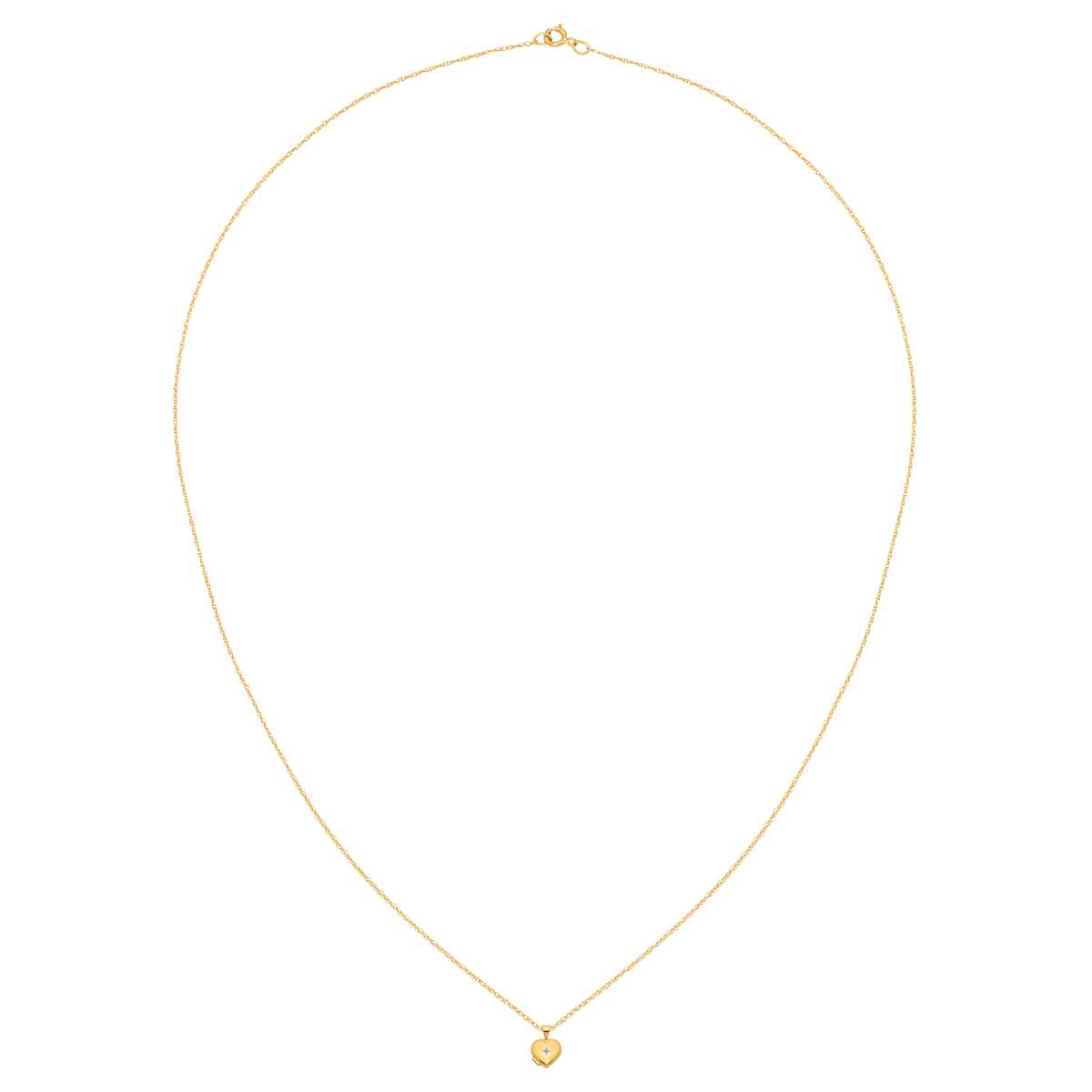 Primal Gold 14 Karat Yellow Gold 12mm Heart with Diamond Locket on 18-inch Cable Rope Chain