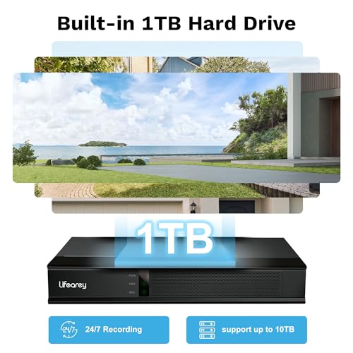 1080P Wired Security Camera System, 8CH DVR with 1TB HDD and 4pcs 2MP Outdoor CCTV Cameras, Full Color Night Vision, 24/7 Recording, Motion Detection, Remote Access, White