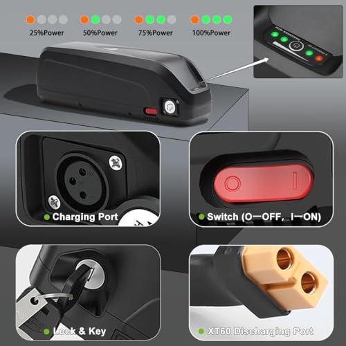 48V Ebike Battery, 20Ah Electric Bicycle Lithium LGCell Battery for Bafang Ebikeling AW Ancheer Voilamart and Other Motors from 0 to 1500W, with Base and Charger and Waterproof Cover, Black