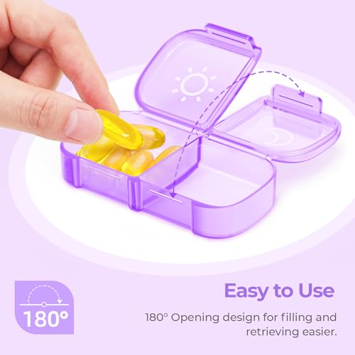 AUVON XL Weekly Pill Organizer 2 Times a Day, AM PM Pill Box 7 Day with One-Side Large Opening Design for Easy Filling, Portable Travel Pill Case for Medication, Vitamins, Fish Oils, Supplements