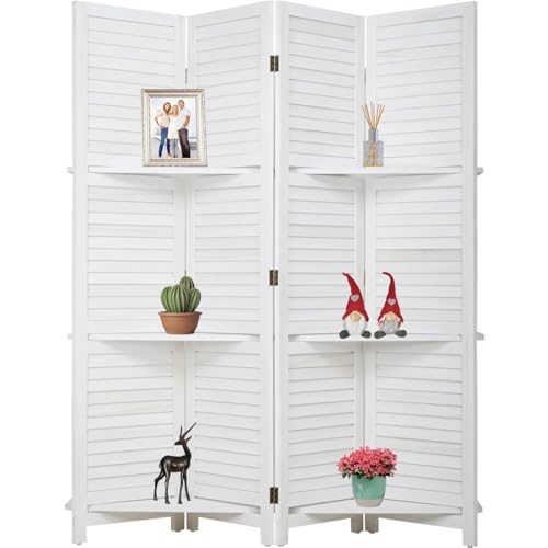 Wood Room Divider 4 Panel Folding Screen Room Divider with Double Hinged,Privacy Screen for Home Office Bedroom,Room Partitions and Dividers for Room Separation,Partitions and Dividers Freestanding