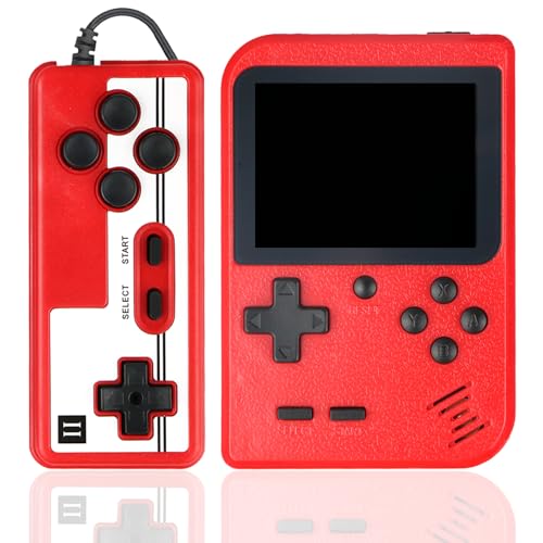 Hikonia Handheld Game Console,Portable Retro Video Game Console with 500 Classical Games,3.0 Inches Screen,1020mAh Rechargeable Battery,Support for TV & Two Players(Red)