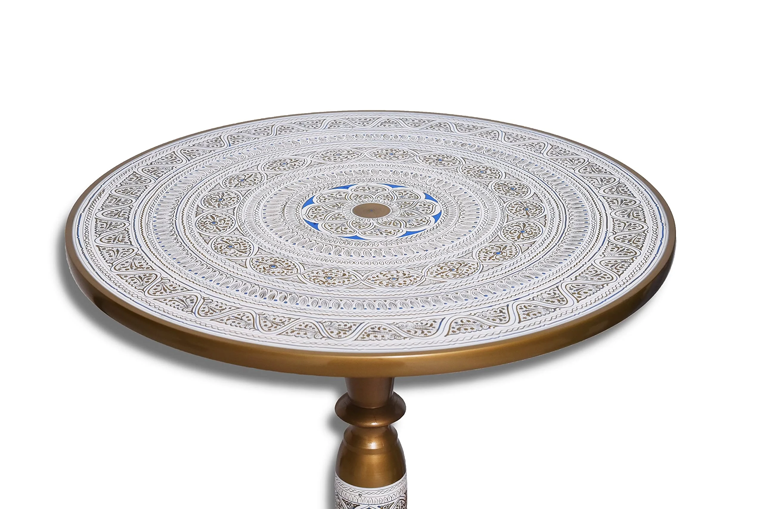 Decorative Handmade Wooden Coffee Table - Unique & Vintage Design - Perfect for Living Room (Pearl White)