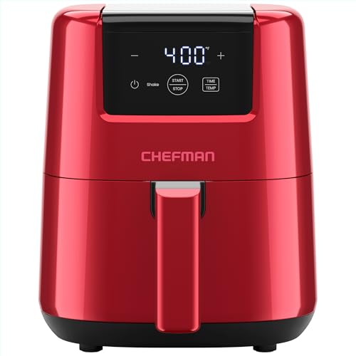 CHEFMAN 2 Qt Mini Air Fryer – Digital Space-Saving Compact Air Fryer with Nonstick and Dishwasher Safe Basket, Quick & Easy Meals in Minutes, Features Digital Timer and Shake Reminder – Black