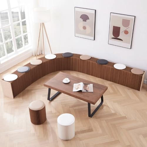 Paper Folding Telescopic Sofa, Light Paper Chair Organ Stool, Suitable for Living Room, Reception Room and Shopping Mall, Can Meet Your Various Needs, Brown