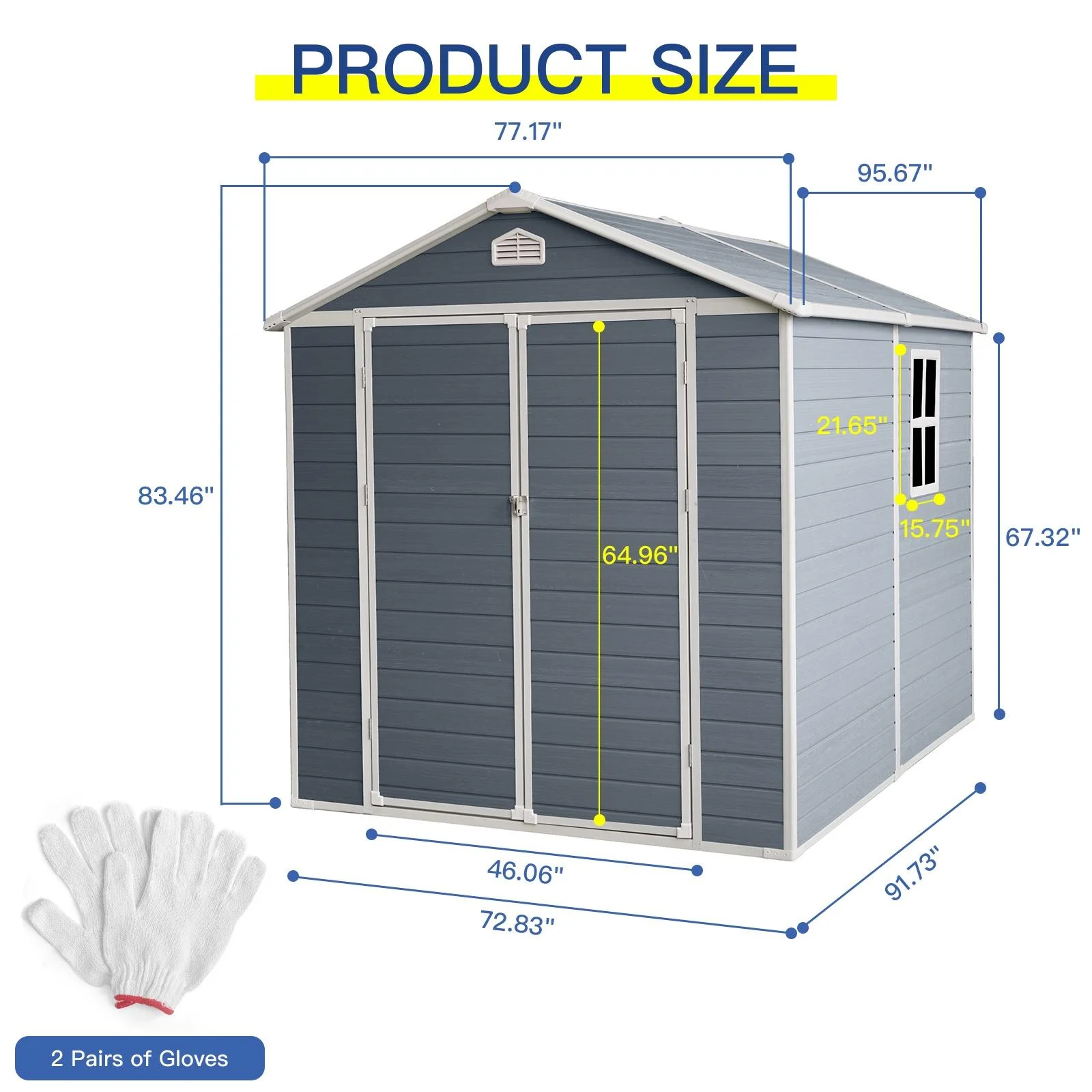 8' x 6' Outdoor Resin Storage Shed, Backyard Plastic Sheds with Reinforced Floor, Lockable Door, Garage Patio Garden Storage Shed, Gray
