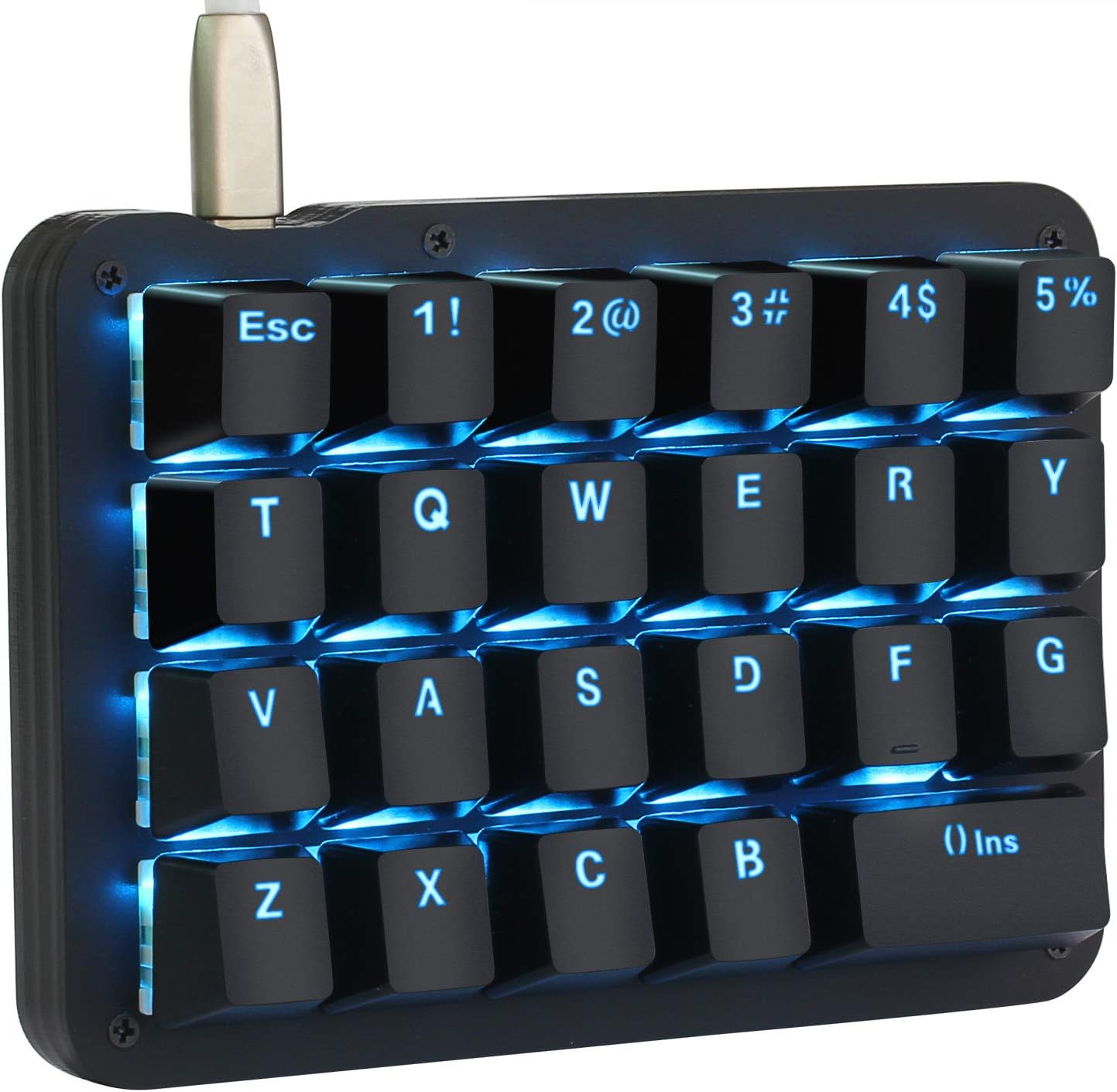 Koolertron One Handed Macro Mechanical Keyboard, RGB LED Backlit Portable Mini One-Handed Mechanical Gaming Keypad 23 Fully Programmable Keys Red Switches (RGB Backlit/Red switches)